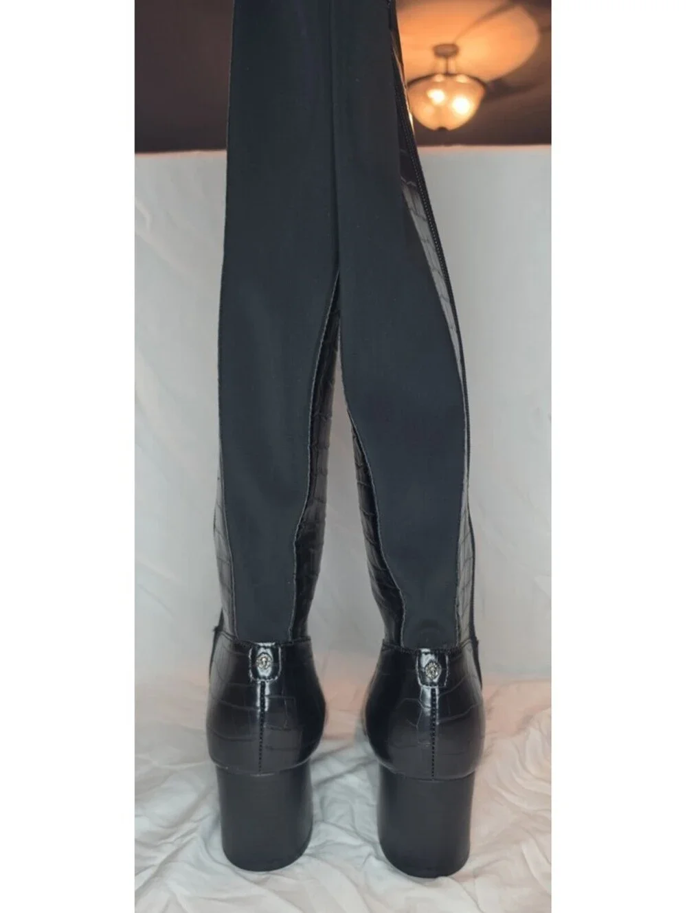 Anne Klein Henrie iFlex Black Croc Embossed Knee High Boots Women’s 7M